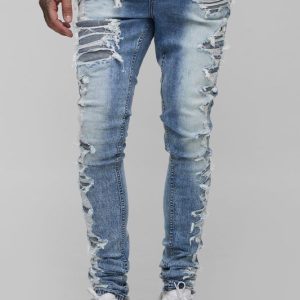 Tall Stacked Skinny Extreme Rip & Repair Skinny Jeans