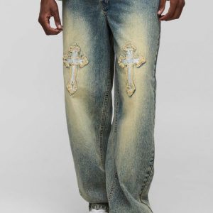 Tall Relaxed Fit Tinted Applique Jeans