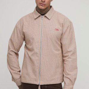 Tall Regular Fit Heritage Check Embroidered Zip Up Overshirt