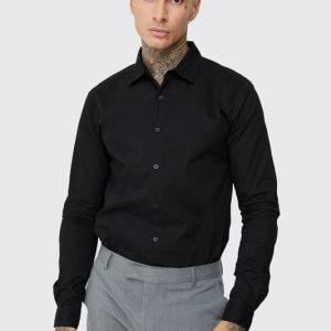 Tall Poplin Shirt In Black