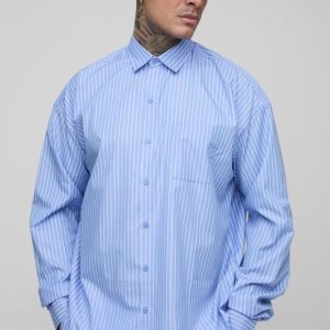 Tall Stripe Poplin Super Relaxed Curved Hem Shirt