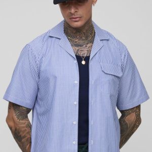 Tall Poplin Stripe Boxy Oversized Shirt