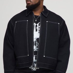 Plus Oversized boxy Canvas Carpenter Panel Worker Jacket