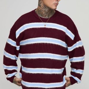 Tall Contrast Stripe Brushed Knit Oversized Jumper