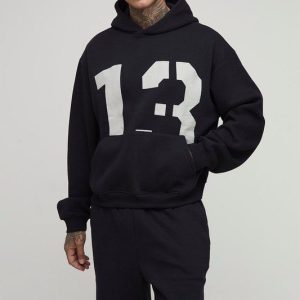 Tall Oversized Boxy 13 Print Hoodie & Short Set