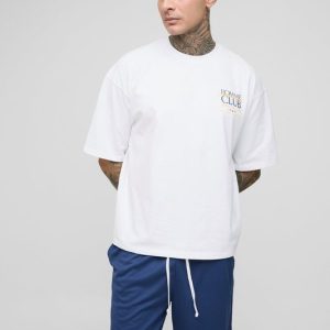 Tall Oversized Boxy Embroidered Homme Club T-Shirt & Mesh Shorts