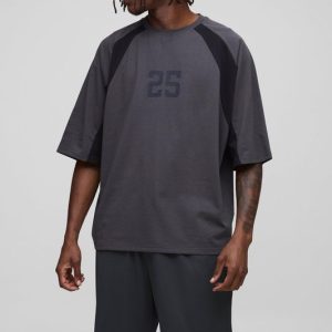 Tall Oversized Boxy Worldwide Varsity Panel Print T-Shirt & Basketball  Short Set