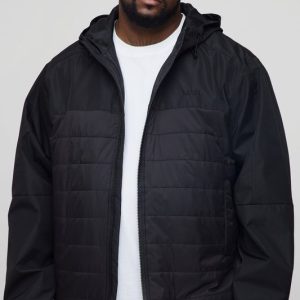 Plus Regular Fit Lightweight Quilted Hooded Jacket
