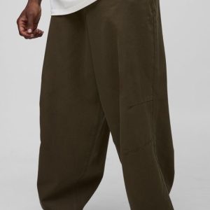Tall Balloon Fit Pleat Front Washed Twill Trousers