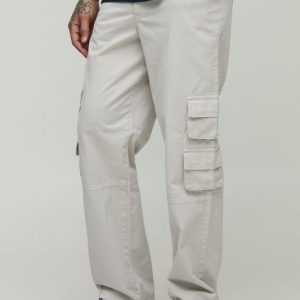 Tall Washed Relaxed Fit Multi Cargo Pocket Trousers