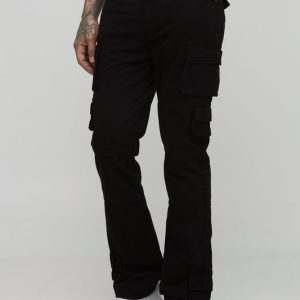 Tall Washed Multi Pocket Slim Flared Pants