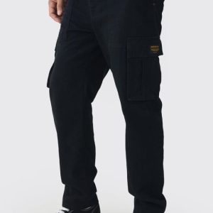 Tall Tapered Fit Cargo Pants in Black