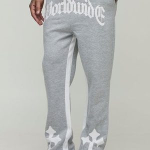 Tall Worldwide Cross Print Flared Gusset Sweatpants