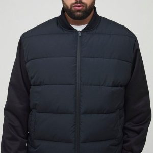 Plus Regular Fit Quilted Scuba Sleeve Puffer