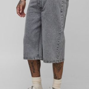 Tall Acid Wash Longline Jorts