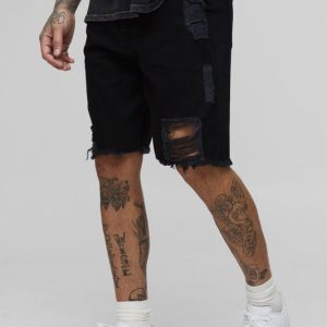 Tall Relaxed Ripped Gusset Jean Shorts