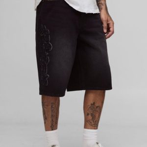 Tall Baggy Fit Distressed Graphic Applique Jorts