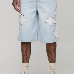 Tall Regular Fit Studded Applique Cross Jorts
