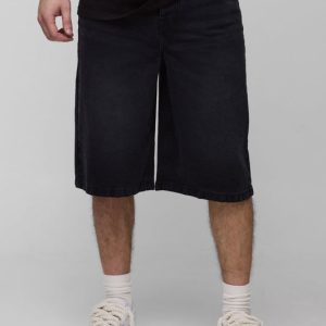 Tall Relaxed Fit Jorts with Pleat Waist Detail