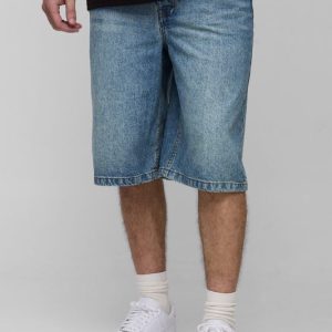 Tall Relaxed Fit Jorts with Pleat Waist Detail