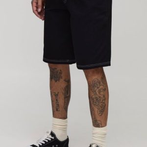 Tall Twill Relaxed Fit Contrast Stitch Shorts