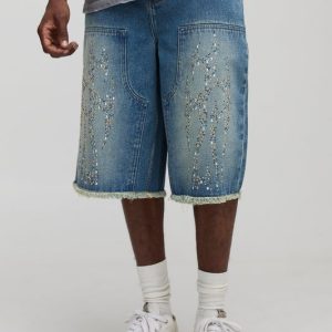 Tall Regular Fit Embellished Tribal Carpenter Jorts
