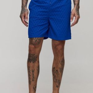 Tall Textured Mid Length Swim Trunks