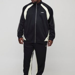 Plus Embroidered Zip Up Sports Gusset Tracksuit