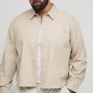 Plus B Embroidered Boxy Oversized Bungee Hem Poplin Shirt
