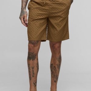 Tall Textured Long Length Swim Shorts