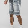 Tall Slim Fit Frayed Panel Jean Shorts