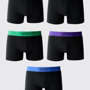 5 Pack Coloured Waistband Boxers