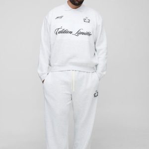 Plus Oversized Boxy Edition Collared Sweatshirt Tracksuit