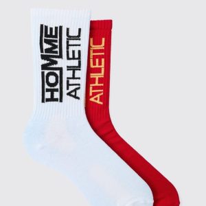 Multi 2 Pack Homme Athletic Sport Socks