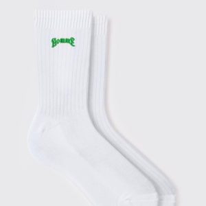 Homme Embroidered Sports Socks