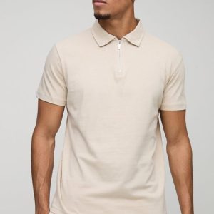 Slim Zip Neck Polo