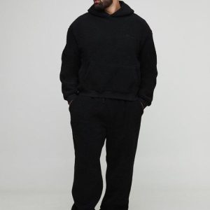 Plus Official Back Embroidered Oversized Boxy Hooded Tracksuit