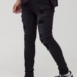 Super Skinny Stretch Biker Rip & Repair Jeans