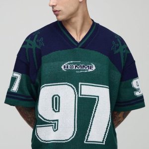 Homme Jacquard Knitted Short Sleeve Hockey Sports Top