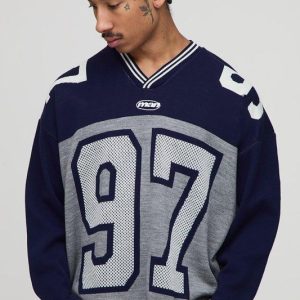 Man Varsity Jacquard Knitted Hockey Sports Top