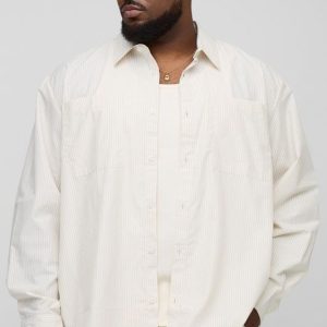Plus Embroidered Super Oversized Stripe Shirt