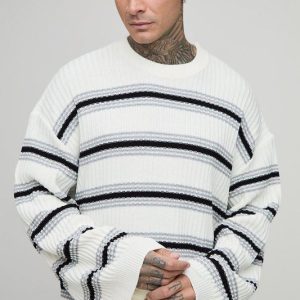 Tall Ribbed Knit Wide Sleeve Boxy Oversized Jumper