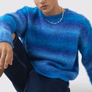 Oversized Boxy Brushed Ombre Knitted Sweater