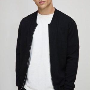 Regular Fit Smart Knitted Bomber Jacket