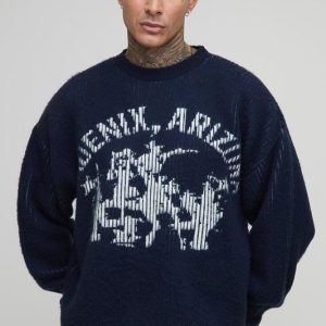 Tall Brushed Embroidered Western Oversized Jumper