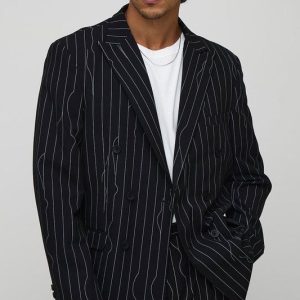 Oversized Warped Pinstripe Blazer