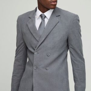 Skinny Fit Double Breasted Cord Blazer