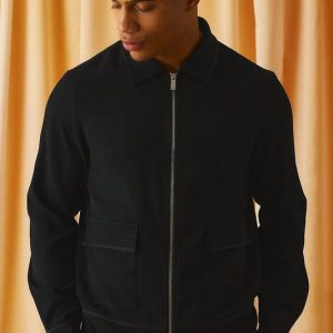 Satin Trim Tailored Harrington Jacket