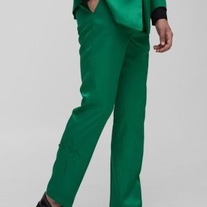 Straight Fit Cross Applique Suit Pants