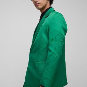 Straight Fit Cross Applique Suit Blazer